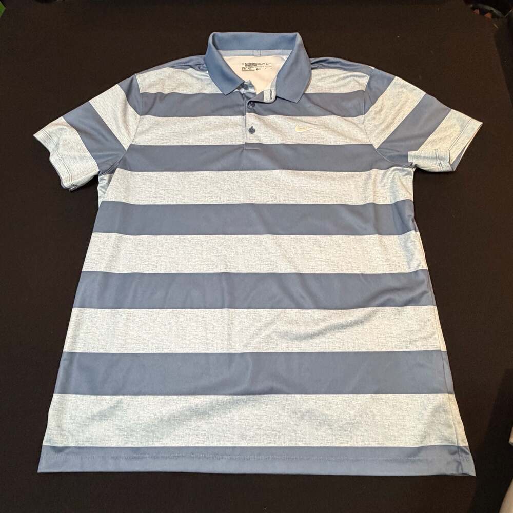 Nike Golf Dri-FIT Striped Polo Shirt Blue Men's Size Large